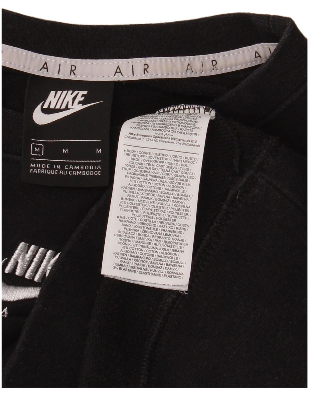 Nike Womens Graphic Crop Sweatshirt Jumper UK 12 Medium Black Cotton