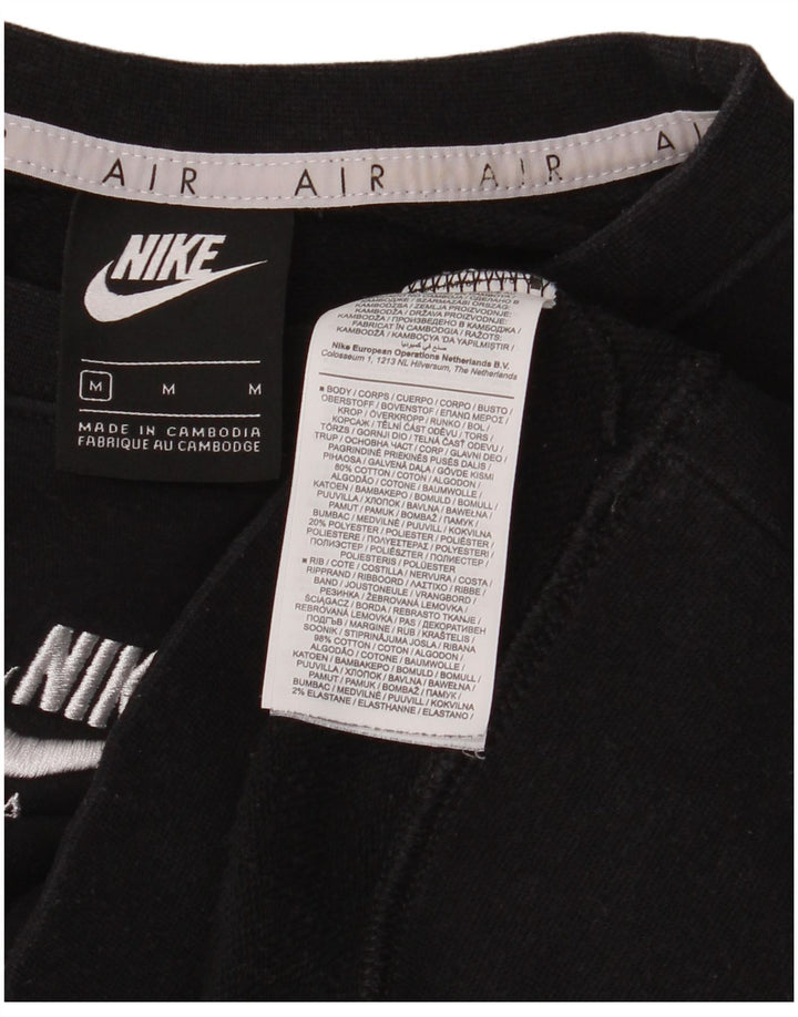 Nike Womens Graphic Crop Sweatshirt Jumper UK 12 Medium Black Cotton