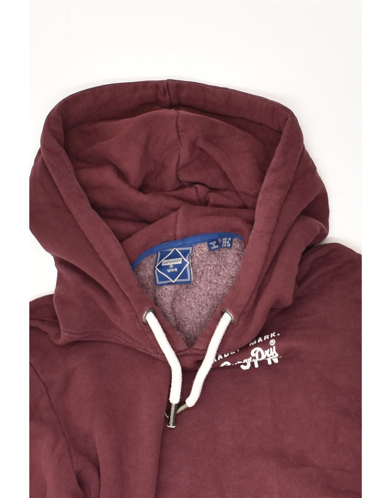 SUPERDRY Womens Graphic Hoodie Jumper UK 10 Small Maroon Cotton | Vintage Superdry | Thrift | Second-Hand Superdry | Used Clothing | Messina Hembry 