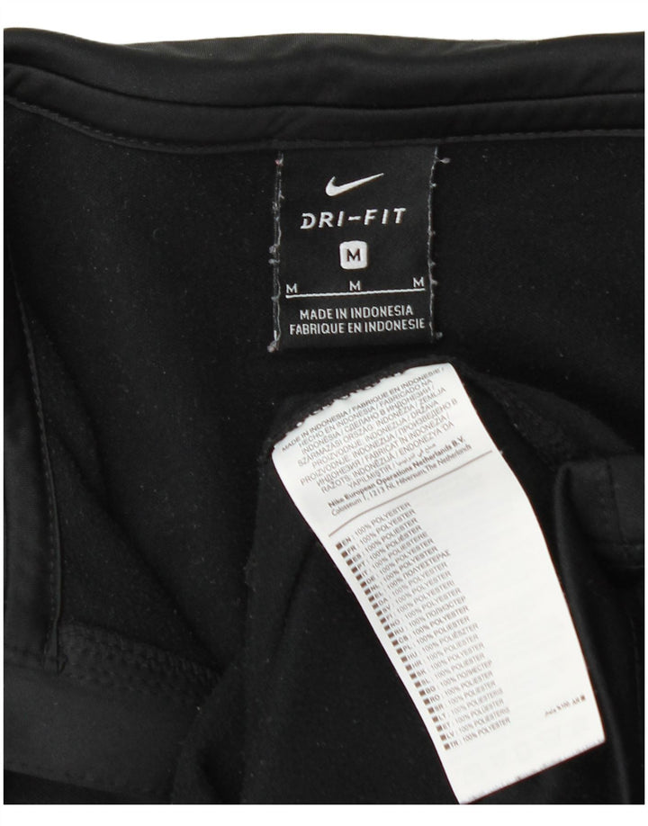 Nike Mens Dri Fit Zip Neck Pullover Tracksuit Top Medium Black Polyester