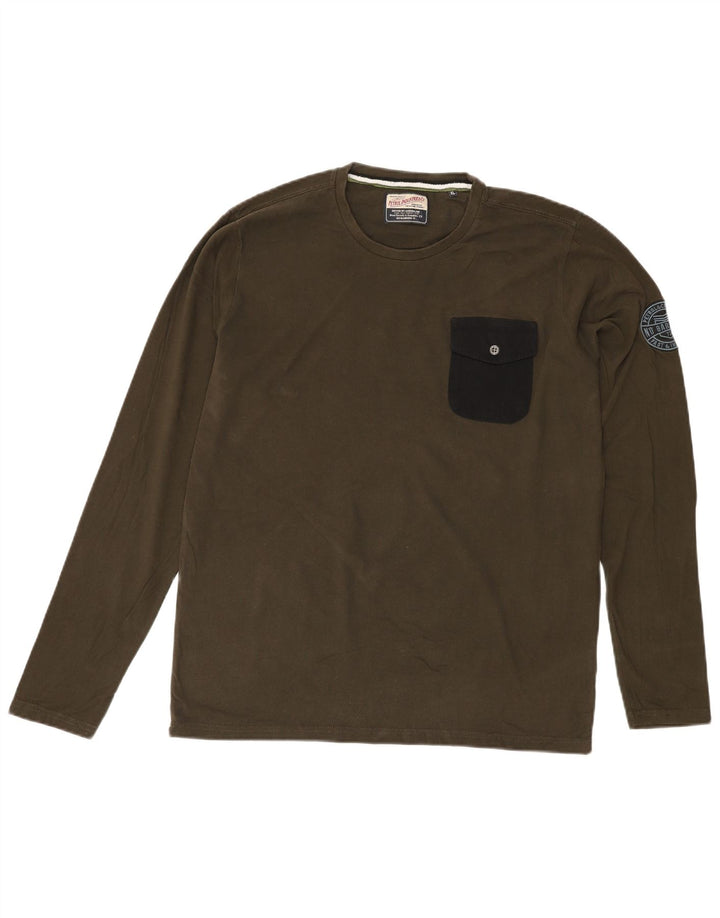 PETROL INDUSTRIES Mens Top Long Sleeve XL Khaki Cotton
