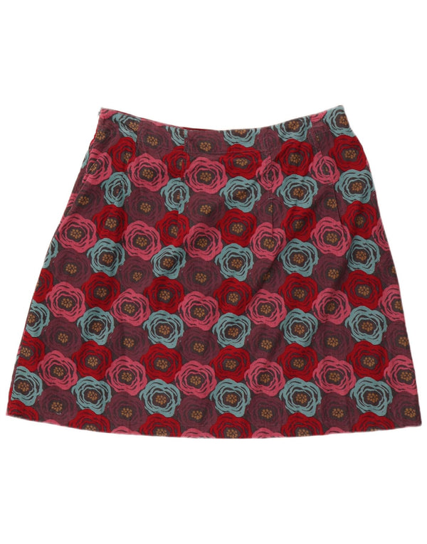 Seasalt Womens Corduroy Skirt UK 14 Large W34 Burgundy Floral Cotton