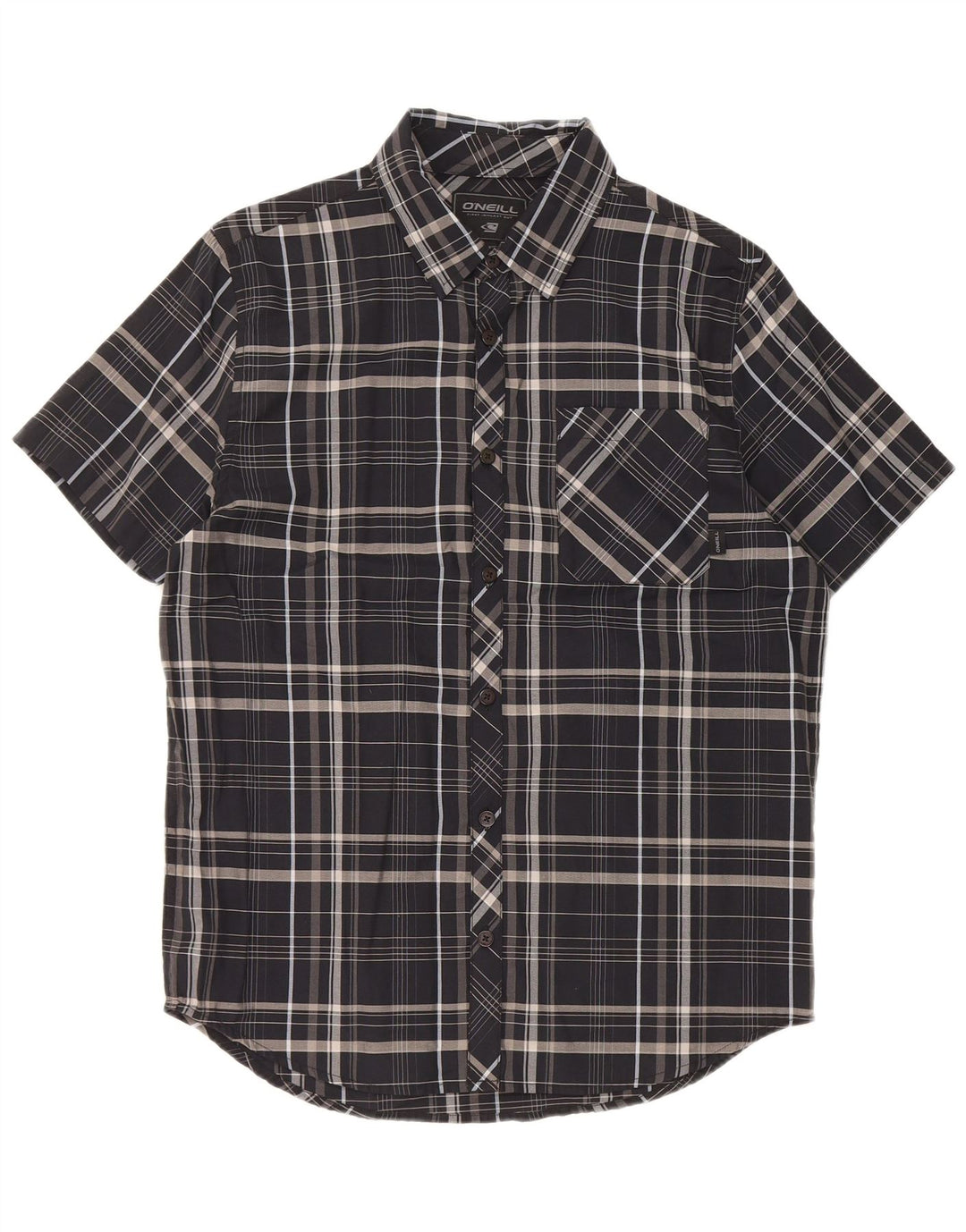 O'Neill Mens Short Sleeve Shirt Medium Black Check Cotton
