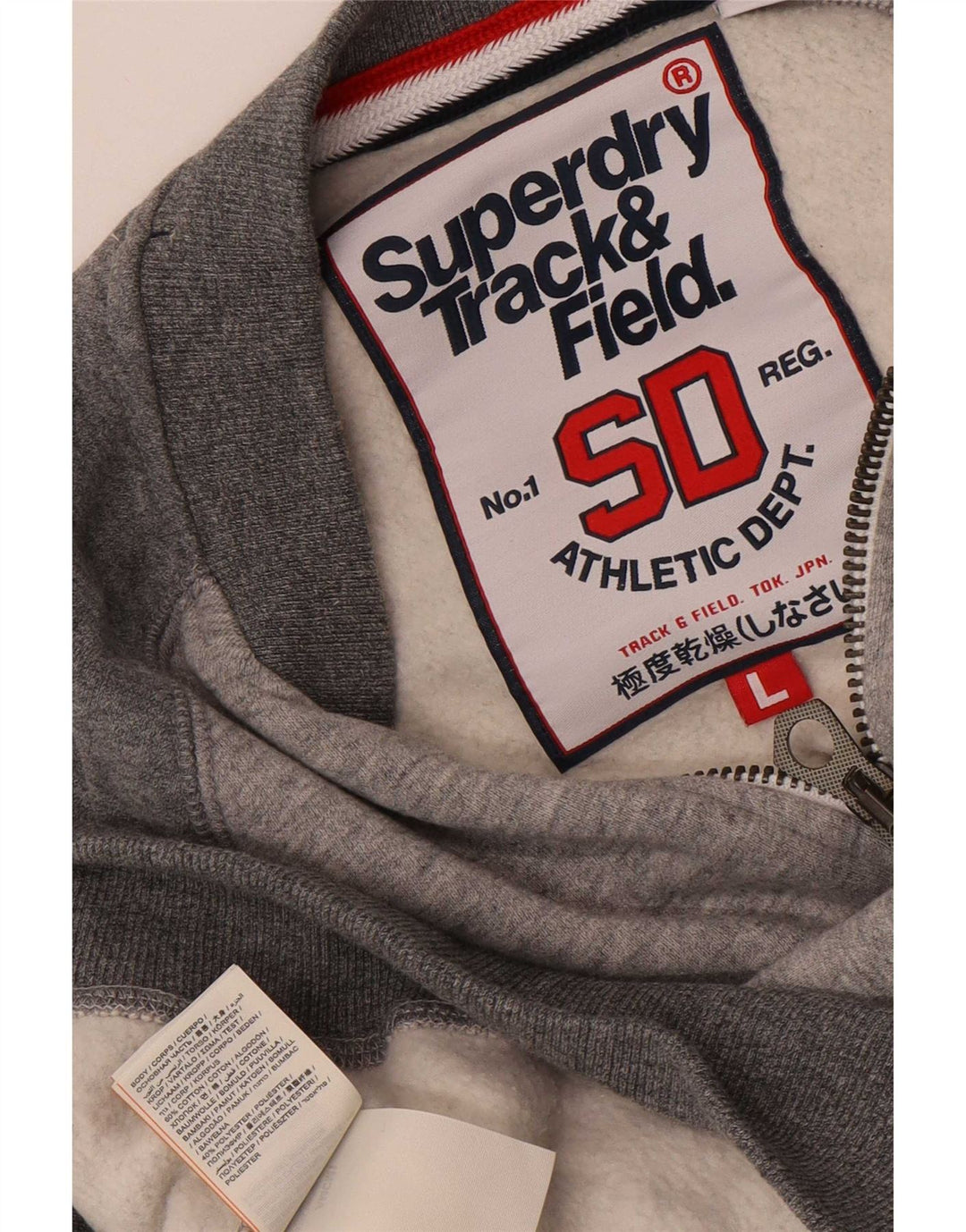 Superdry Mens Graphic Tracksuit Top Jacket Large Grey Colourblock Cotton