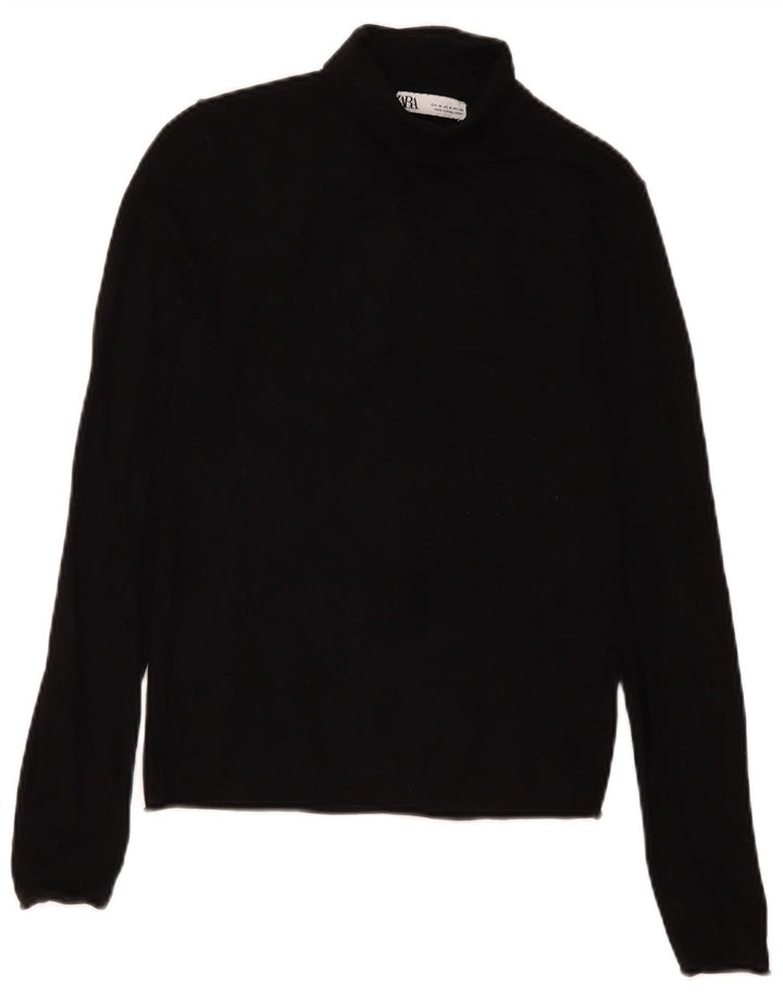 Zara Womens Roll Neck Jumper Sweater UK 12 Medium Black Viscose