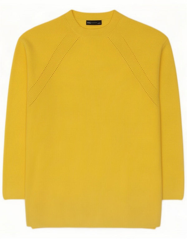 Marks & Spencer Womens Crew Neck Jumper Sweater UK 16 Large Yellow Viscose