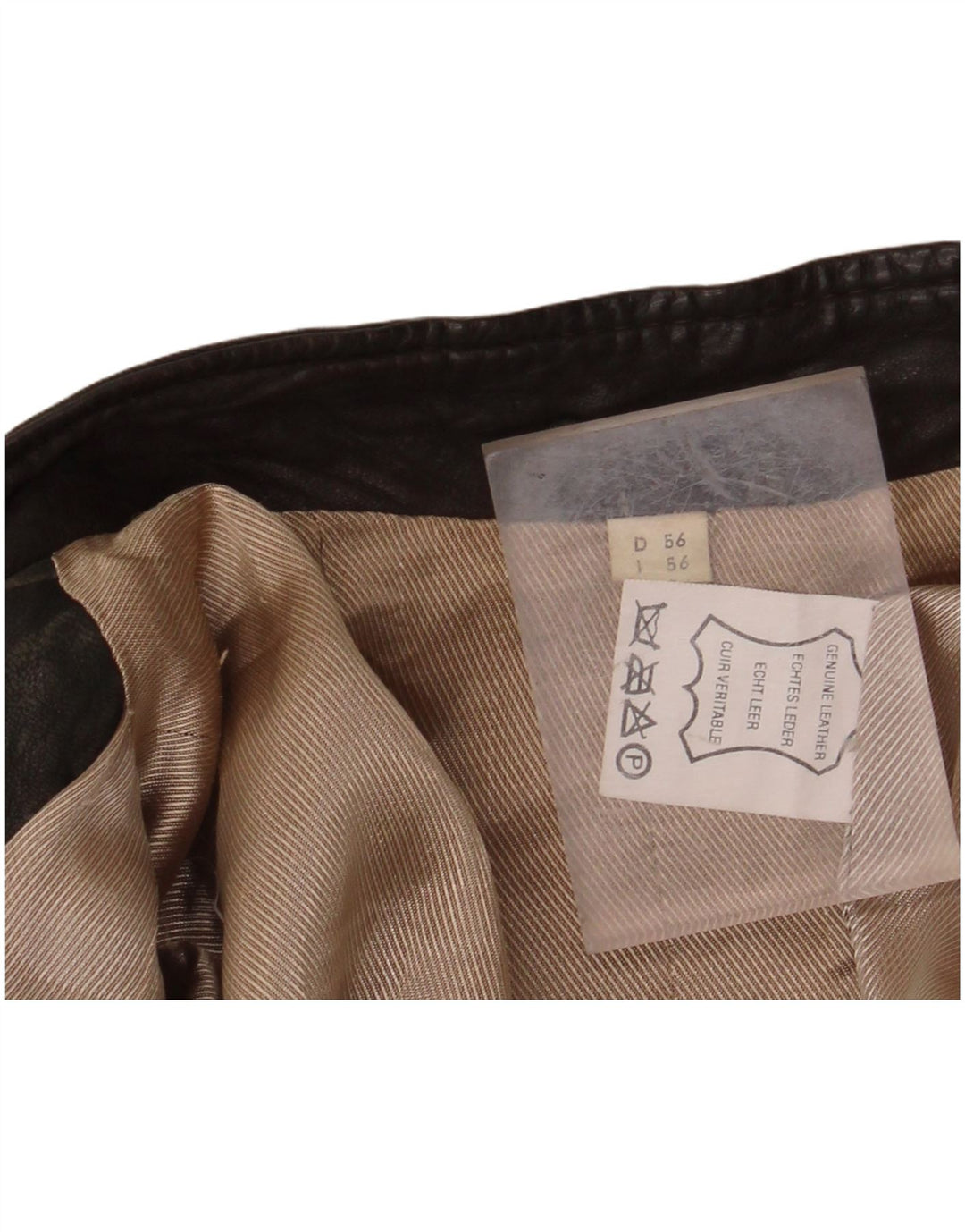 VINTAGE Mens Leather Jacket IT 56 3XL Khaki Leather