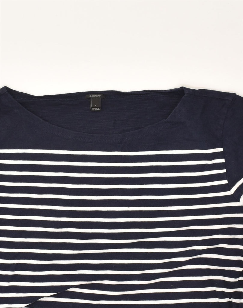 J. CREW Womens Top Long Sleeve UK 14 Large Navy Blue Striped Cotton | Vintage J. Crew | Thrift | Second-Hand J. Crew | Used Clothing | Messina Hembry 