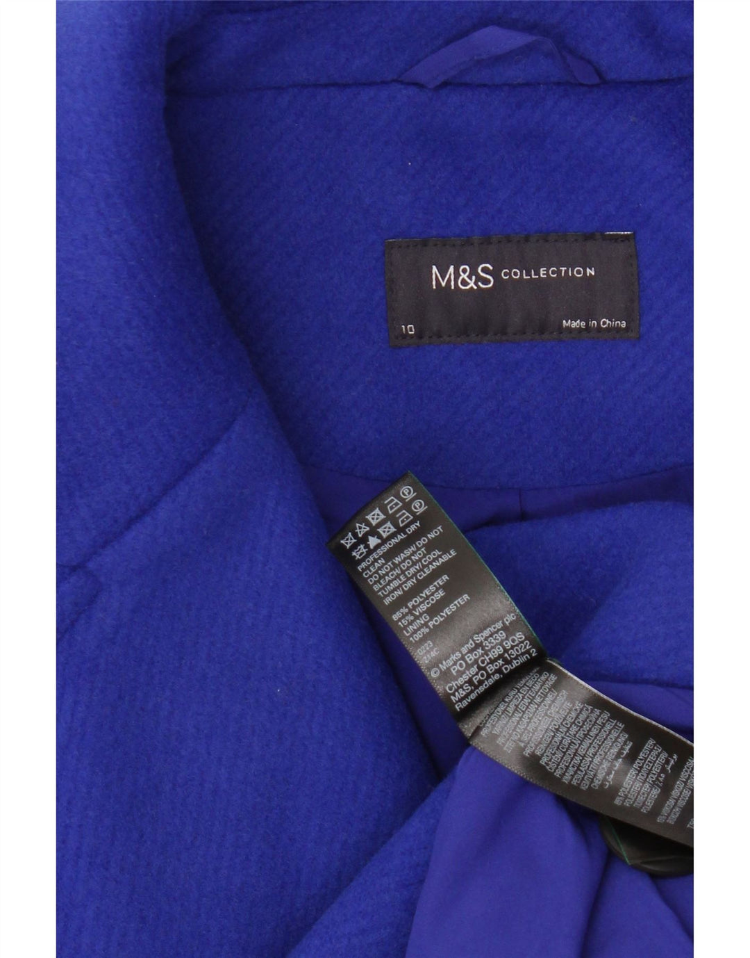 Marks & Spencer Womens Oversized Overcoat UK 10 Small Blue Polyester
