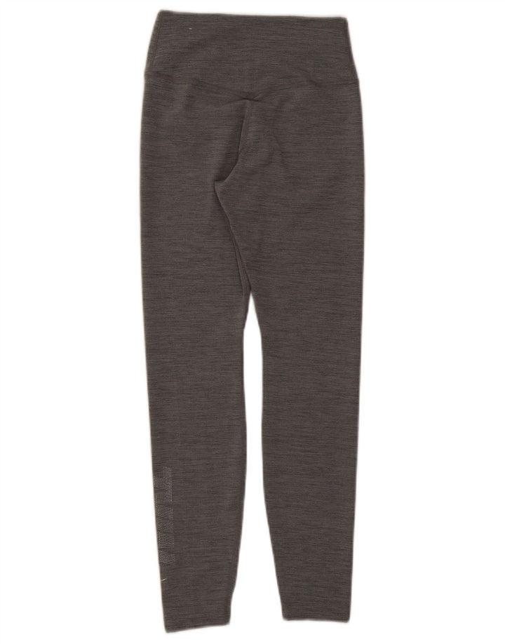 Nike Womens Dri Fit Graphic Leggings UK 4 XS Grey Flecked Polyester