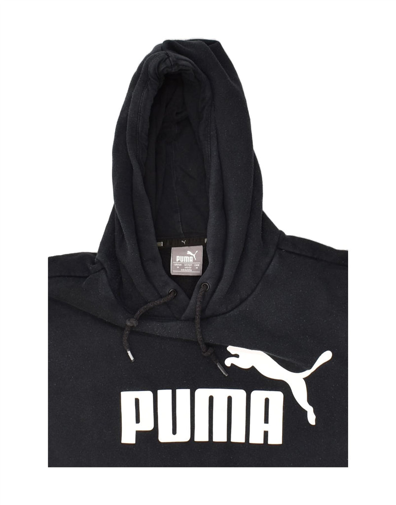 PUMA Mens Graphic Hoodie Jumper Medium Black Cotton | Vintage Puma | Thrift | Second-Hand Puma | Used Clothing | Messina Hembry 