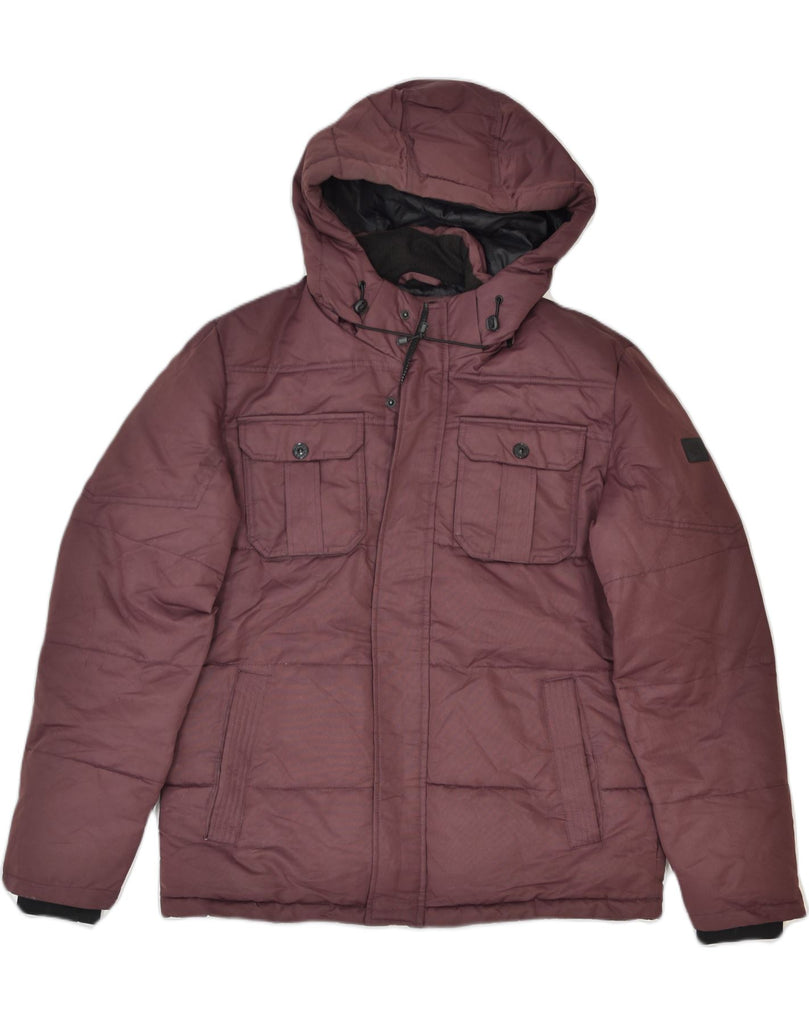 JACK & JONES Mens Hooded Padded Jacket UK 40 Large Brown Polyamide | Vintage Jack & Jones | Thrift | Second-Hand Jack & Jones | Used Clothing | Messina Hembry 