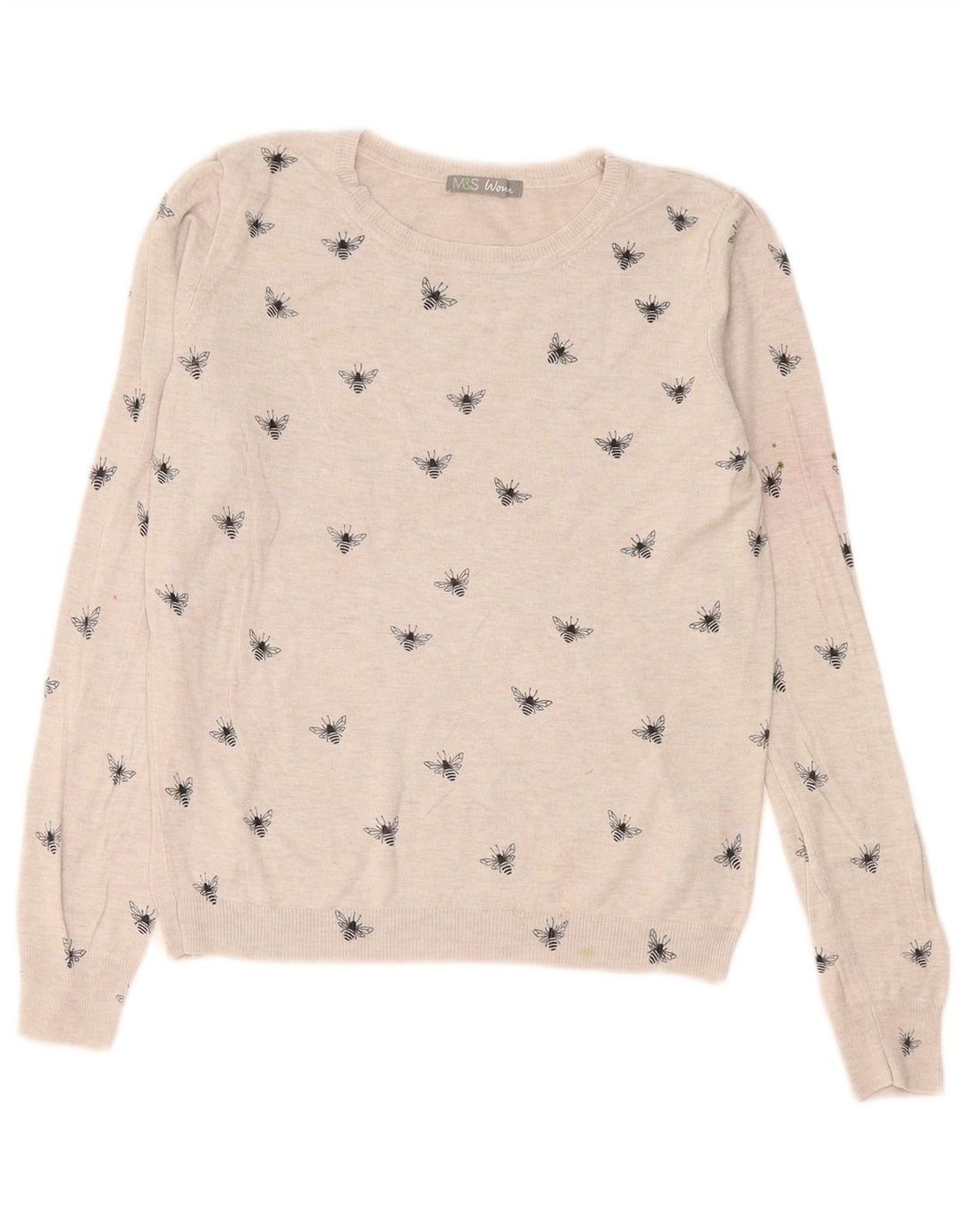 Marks & Spencer Womens Boat Neck Jumper Sweater UK 12 Medium Grey