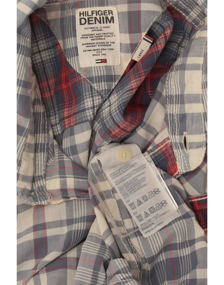 Tommy Hilfiger Mens Shirt Large Blue Check Cotton