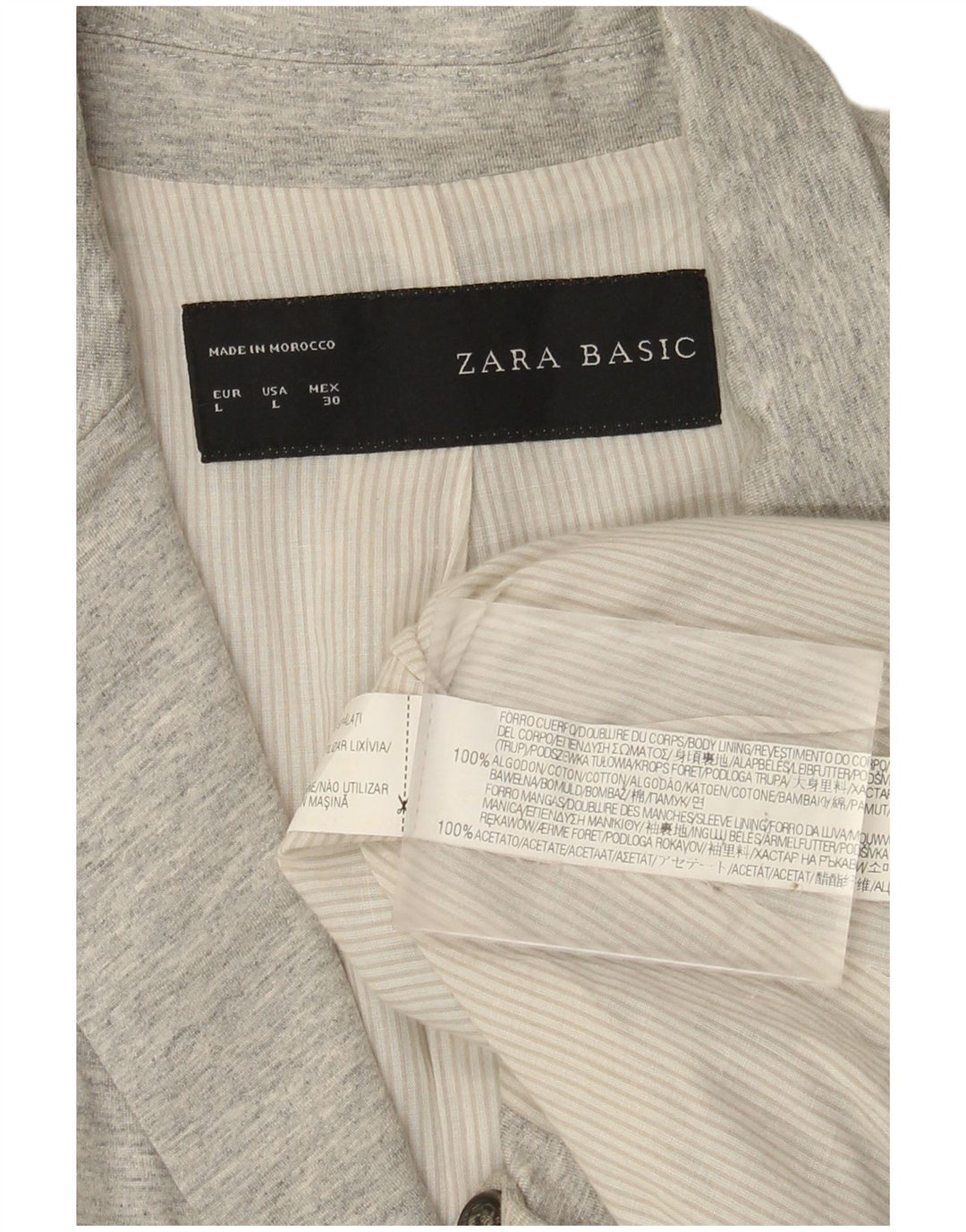 Zara Womens 1 Button Blazer Jacket UK 14 Large Grey Flecked Cotton