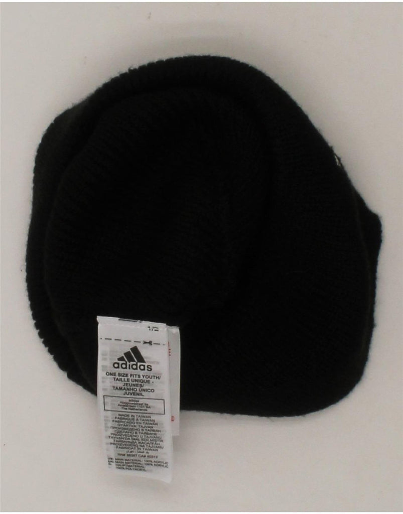 ADIDAS Boys Graphic Beanie Hat One Size Black Acrylic Vintage Adidas and Second-Hand Adidas from Messina Hembry 