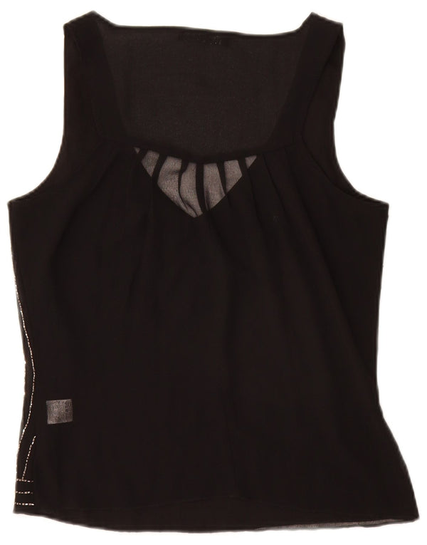 JANE NORMAN Womens Sleeveless Blouse Top UK 8 Small  Black Striped