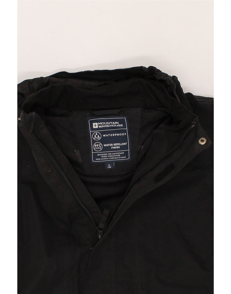 MOUNTAIN WAREHOUSE Boys Hooded Rain Jacket 12-13 Years Black Polyester Vintage Mountain Warehouse and Second-Hand Mountain Warehouse from Messina Hembry 