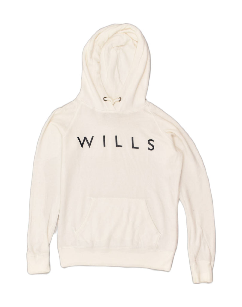 JACK WILLS Womens Graphic Hoodie Jumper UK 8 Small White Cotton | Vintage Jack Wills | Thrift | Second-Hand Jack Wills | Used Clothing | Messina Hembry 