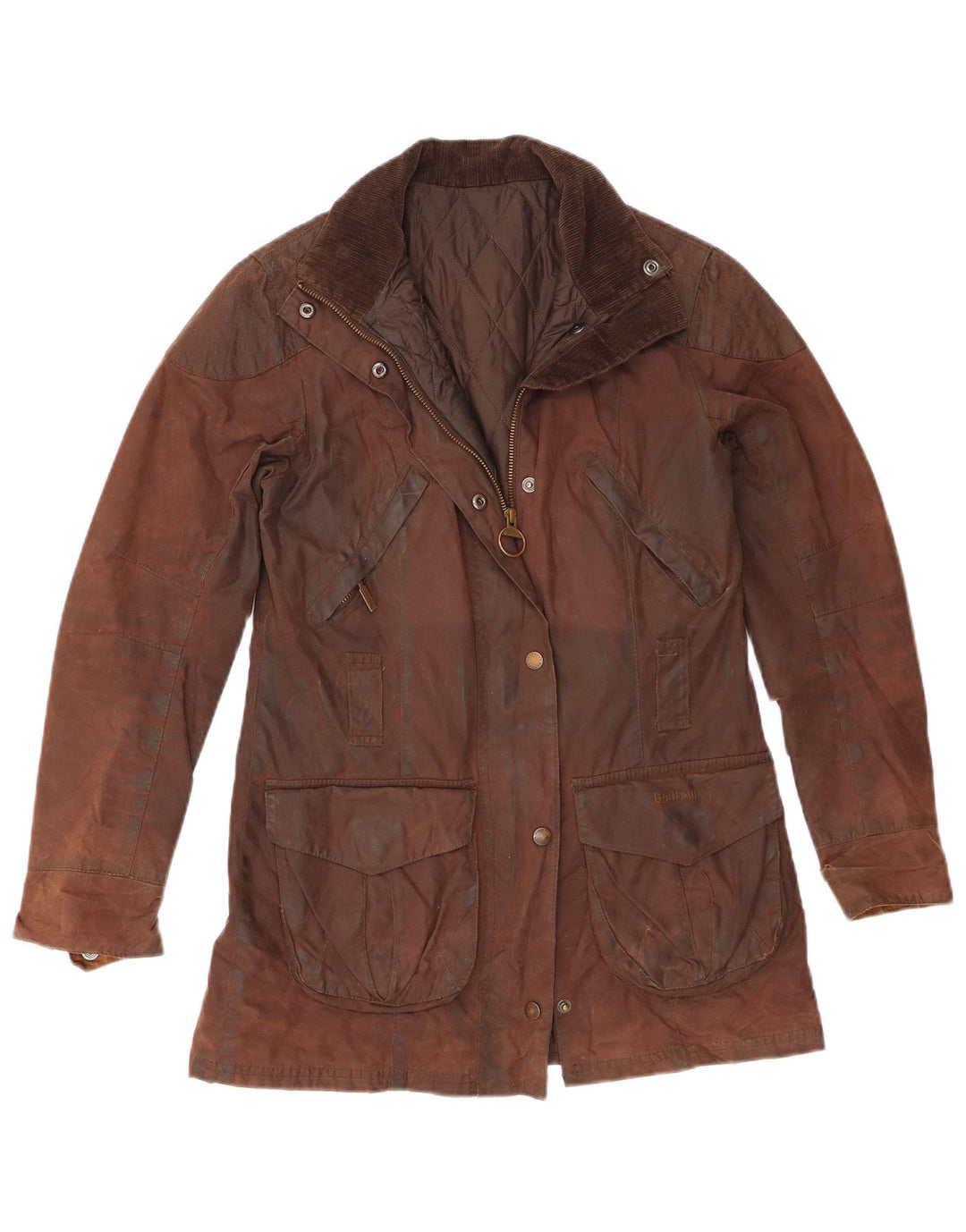 Barbour Womens Waxed Cotton Jacket UK 8 Small Brown