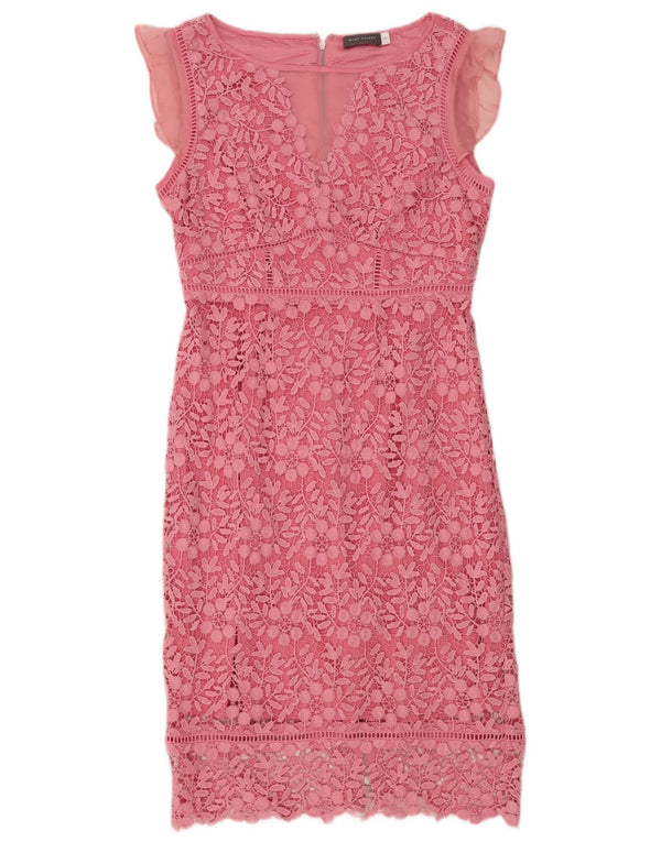 MINT VELVET Womens Sleeveless Sheath Dress UK 12 Medium Pink Floral Cotton