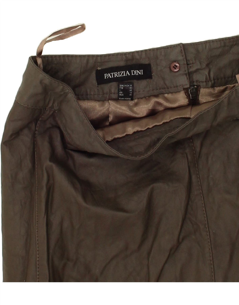 PATRIZIA DINI Womens Leather Skirt UK 12 Medium W28 Khaki | Vintage Patrizia Dini | Thrift | Second-Hand Patrizia Dini | Used Clothing | Messina Hembry 