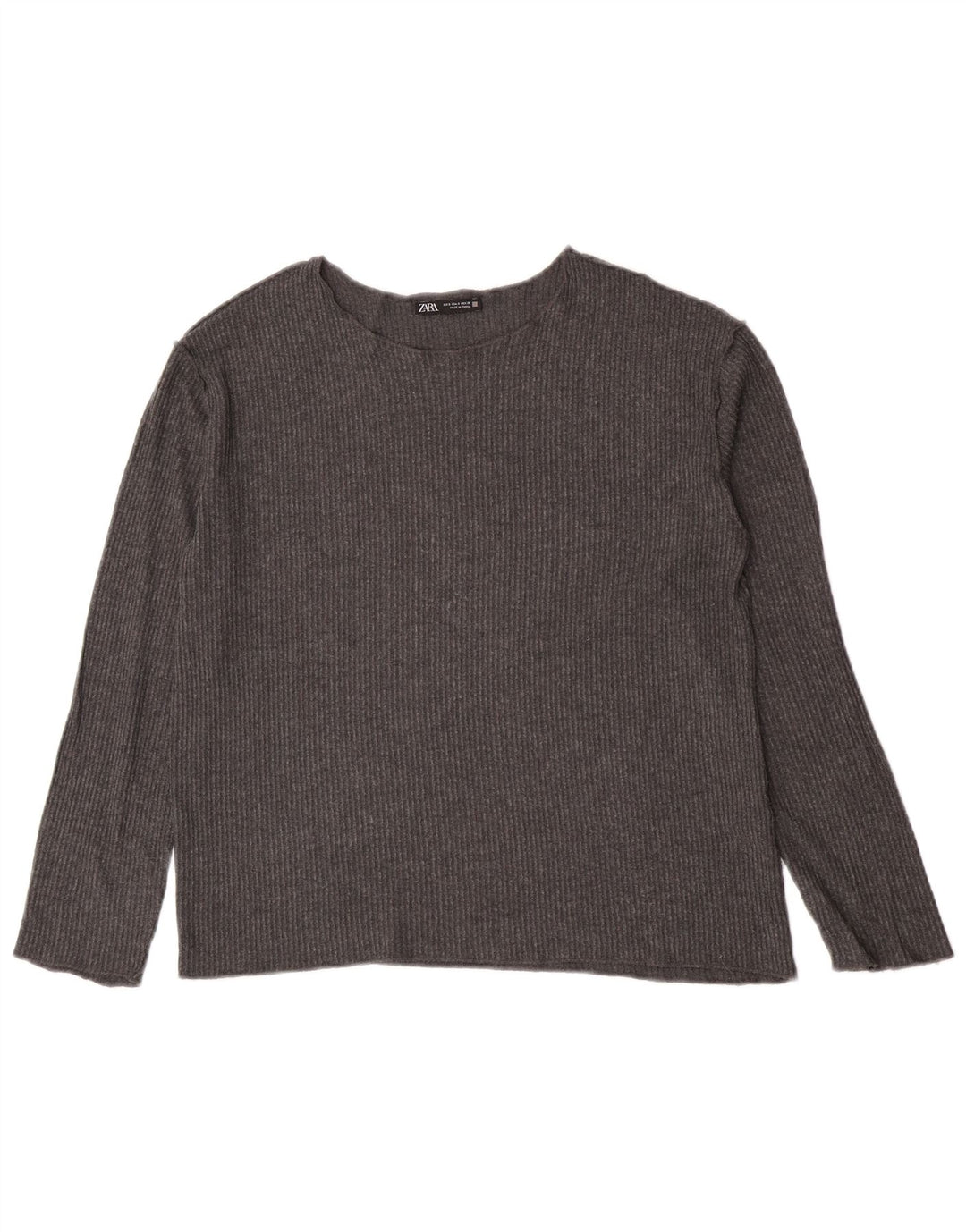 Zara Womens Top Long Sleeve UK 10 Small Grey