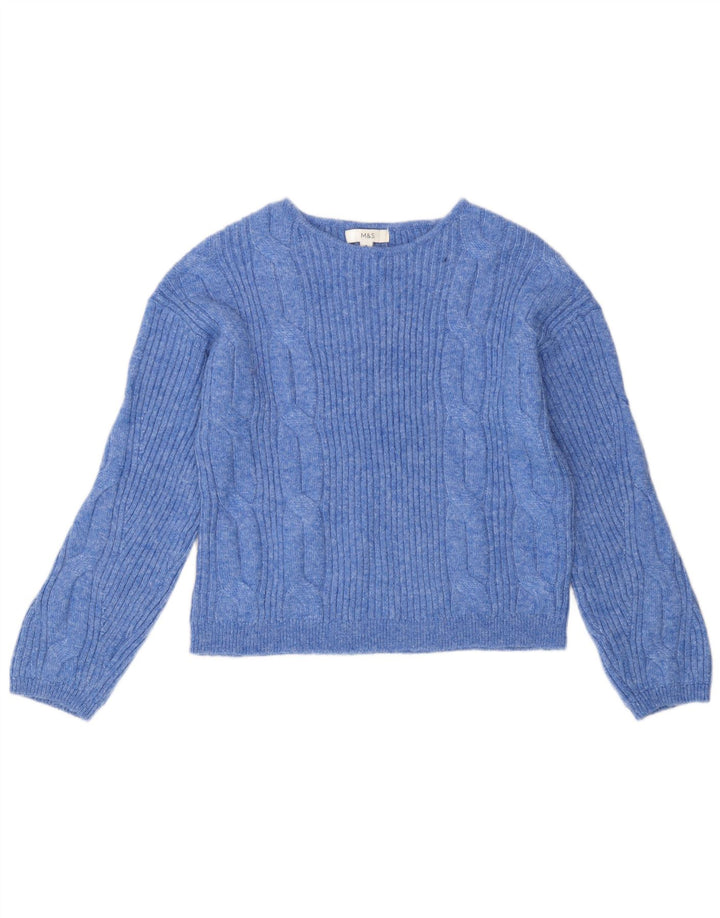 Marks & Spencer Womens Boat Neck Jumper Sweater UK 14 Medium Blue