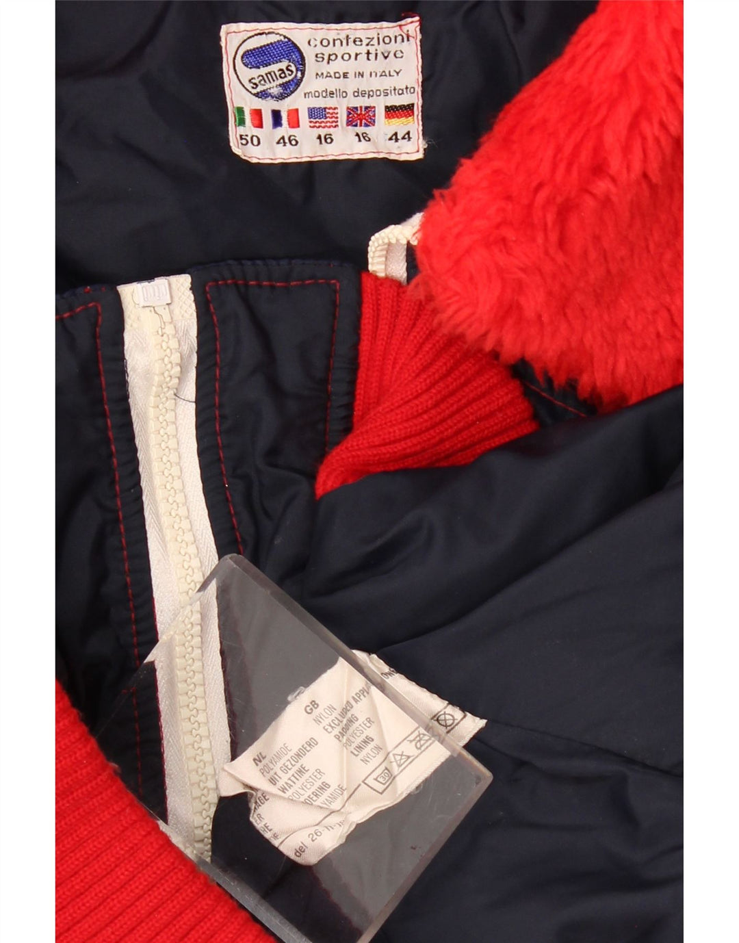 Samas Womens Bomber Jacket UK 16 Large Navy Blue Colourblock Nylon