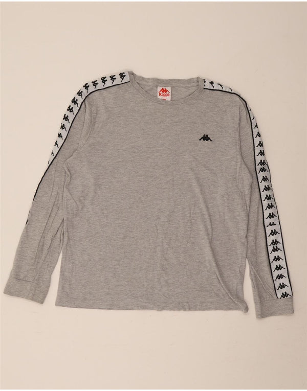 KAPPA Mens Graphic Top Long Sleeve Large Grey Colourblock Cotton
