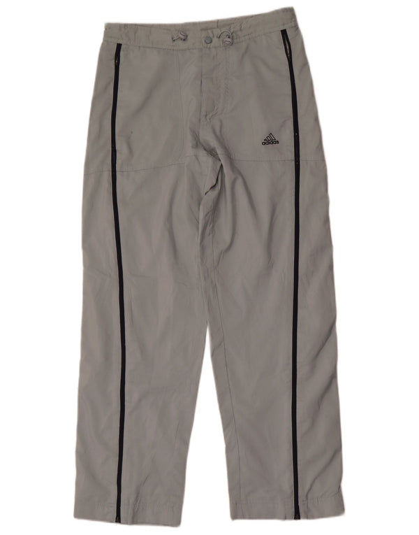 Adidas Boys Straight Chino Trousers 13-14 Years W30 L30 Grey Polyester