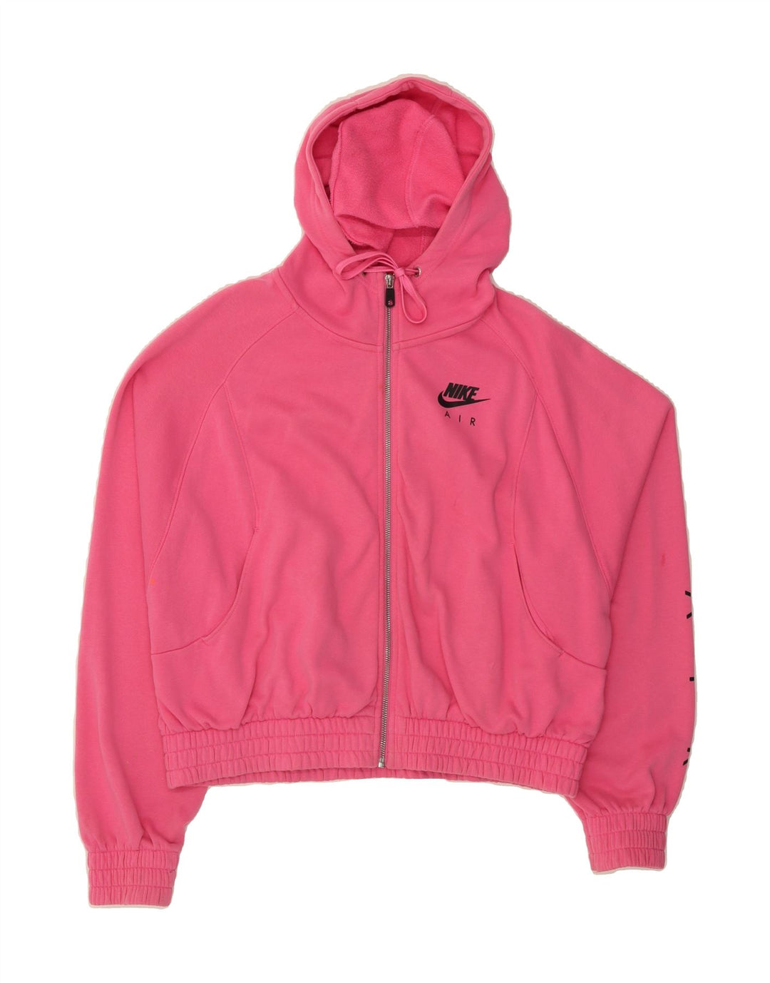 NIKE Womens Crop Oversized Zip Hoodie Sweater UK 14 Medium Pink Cotton Vintage Nike and Second-Hand Nike from Messina Hembry 