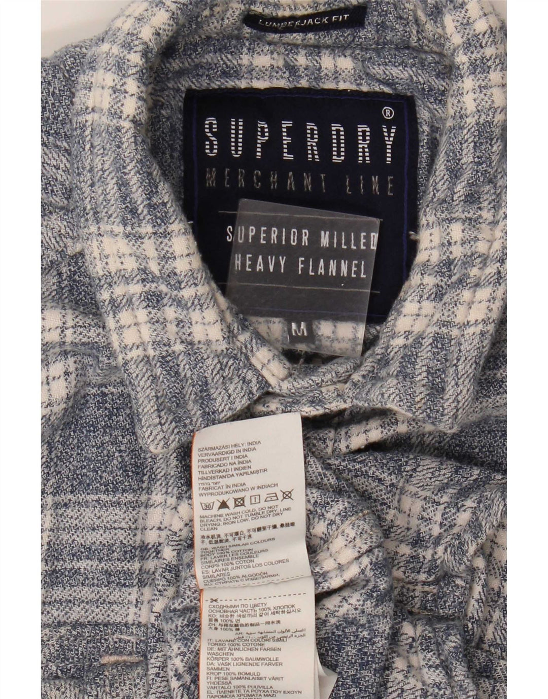 Superdry Mens Flannel Shirt Medium Grey Plaid Cotton