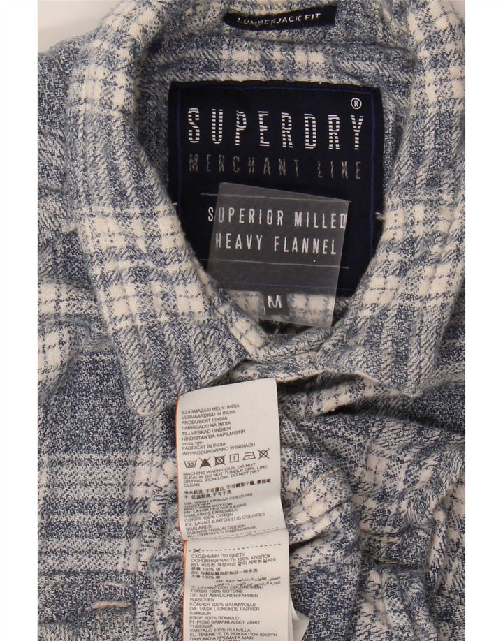 Superdry Mens Flannel Shirt Medium Grey Plaid Cotton
