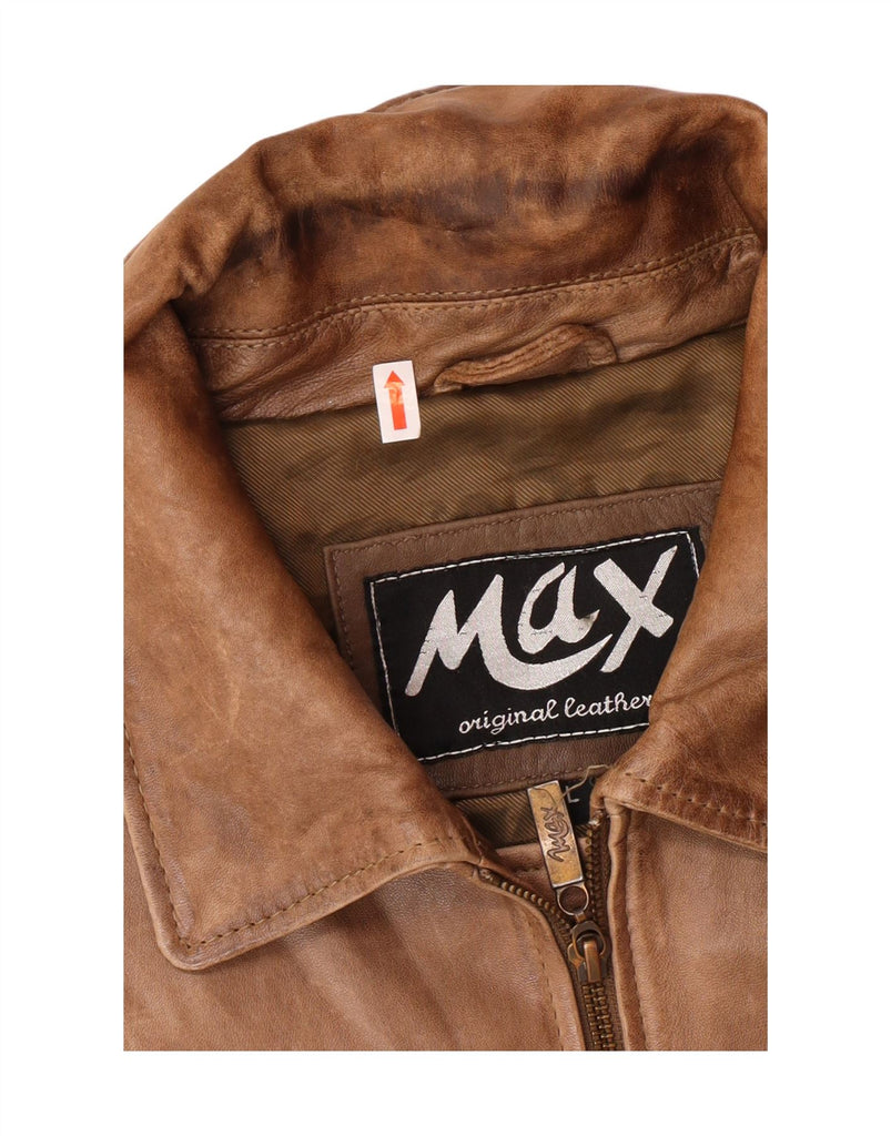 MAX Womens Leather Jacket UK 16 Large Brown Leather Vintage Max and Second-Hand Max from Messina Hembry 