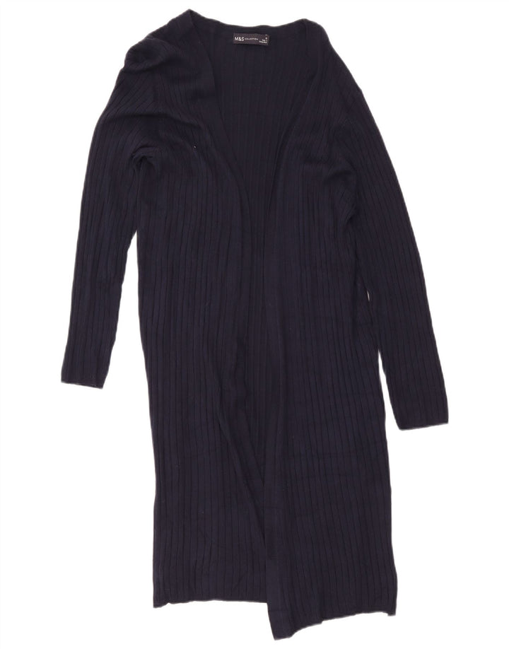 Marks & Spencer Womens Longline Cardigan Sweater UK 12 Medium Navy Blue