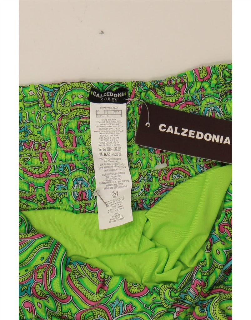 CALZEDONIA Womens Strapless Maxi Dress UK 14 Large Green Paisley Polyester Vintage Calzedonia and Second-Hand Calzedonia from Messina Hembry 