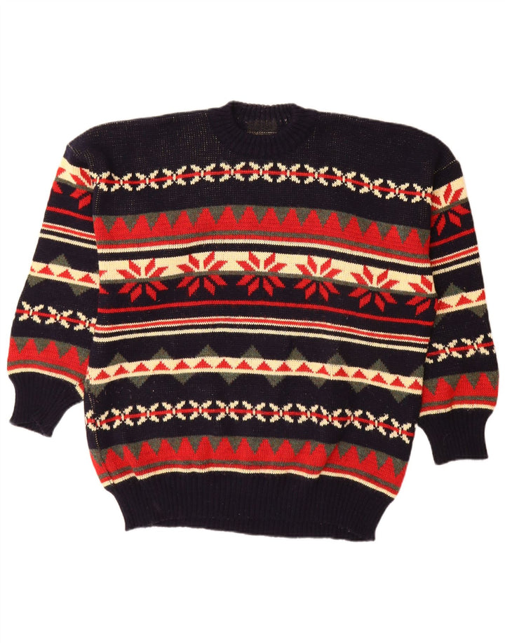 Vintage Mens Crew Neck Jumper Sweater Large Multicoloured Fair Isle