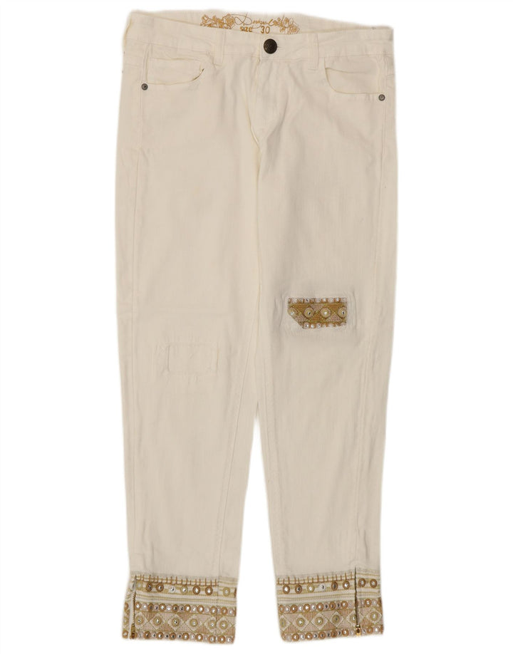 Desigual Womens Tapered Jeans W30 L27 White Cotton