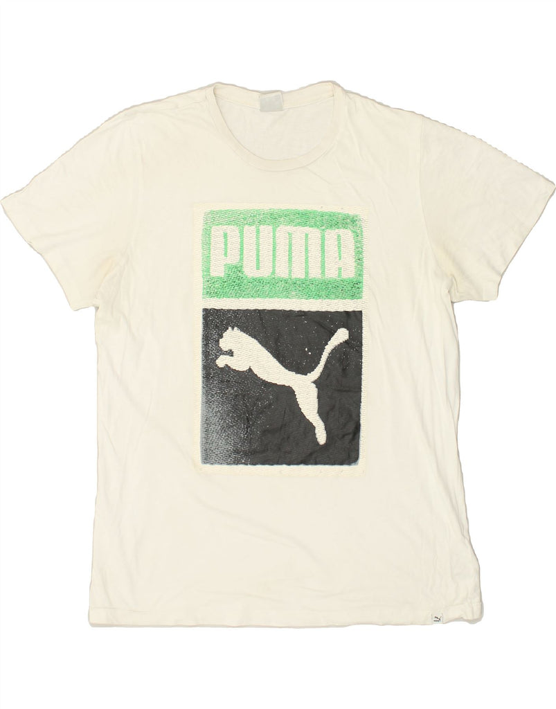 PUMA Mens Graphic T-Shirt Top XL White Cotton | Vintage Puma | Thrift | Second-Hand Puma | Used Clothing | Messina Hembry 