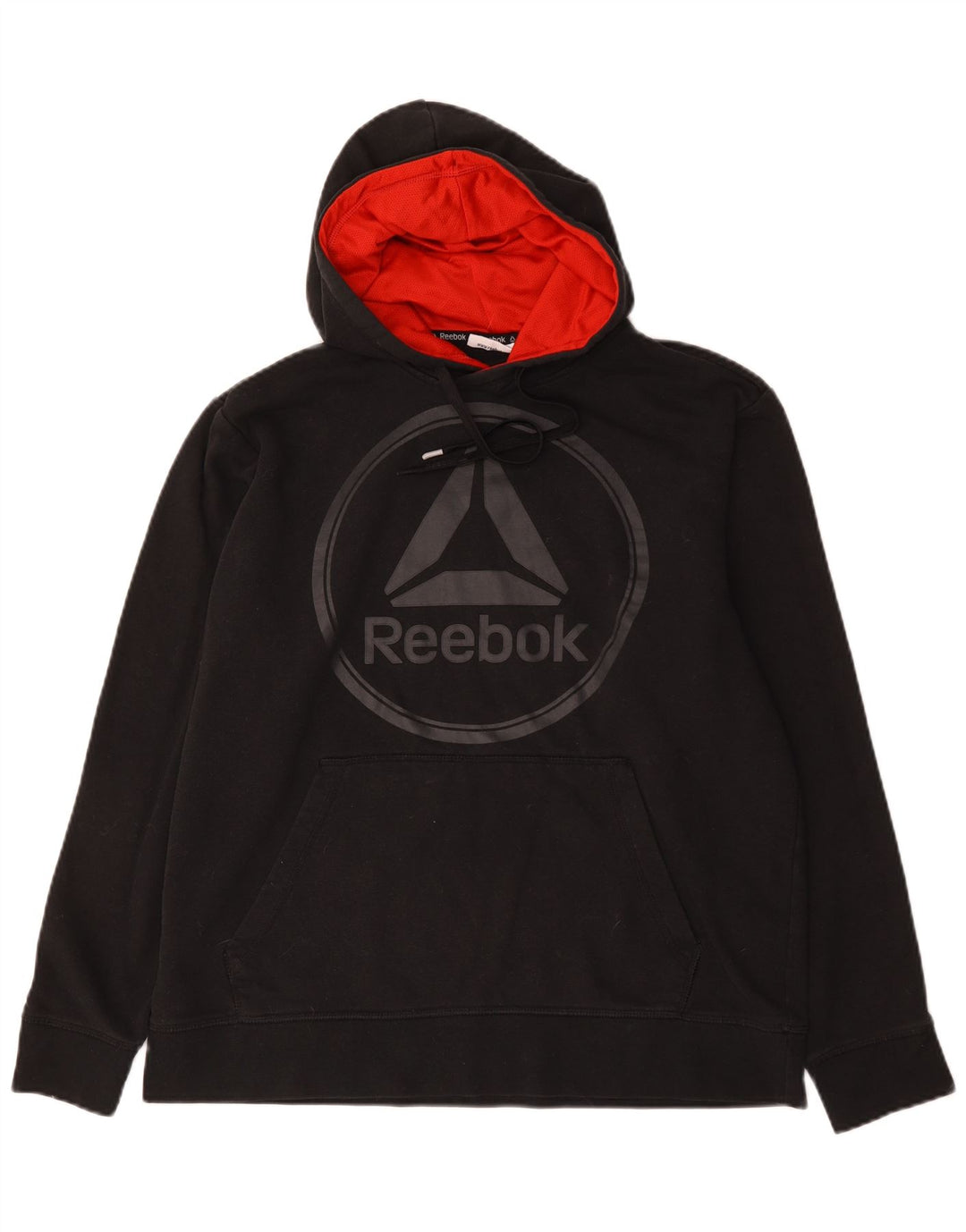 Reebok Mens Graphic Hoodie Jumper Large Black Cotton