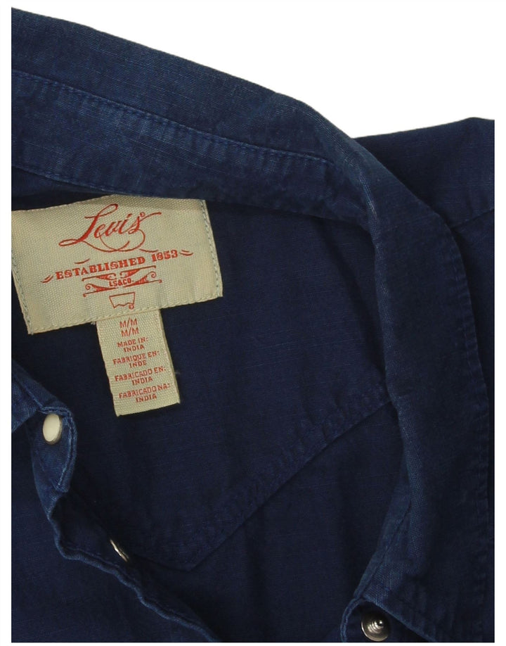 Levi's Womens Shirt UK 14 Medium Navy Blue Cotton