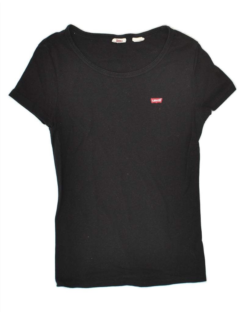 LEVI'S Womens T-Shirt Top UK 12 Medium Black Cotton | Vintage Levi's | Thrift | Second-Hand Levi's | Used Clothing | Messina Hembry 