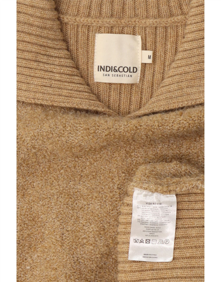 Indi & Cold Womens Polo Neck Jumper Sweater UK 14 Medium Beige Wool