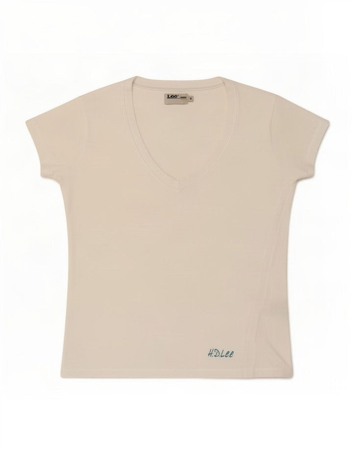 Lee Womens T-Shirt Top UK 12 Medium White Cotton