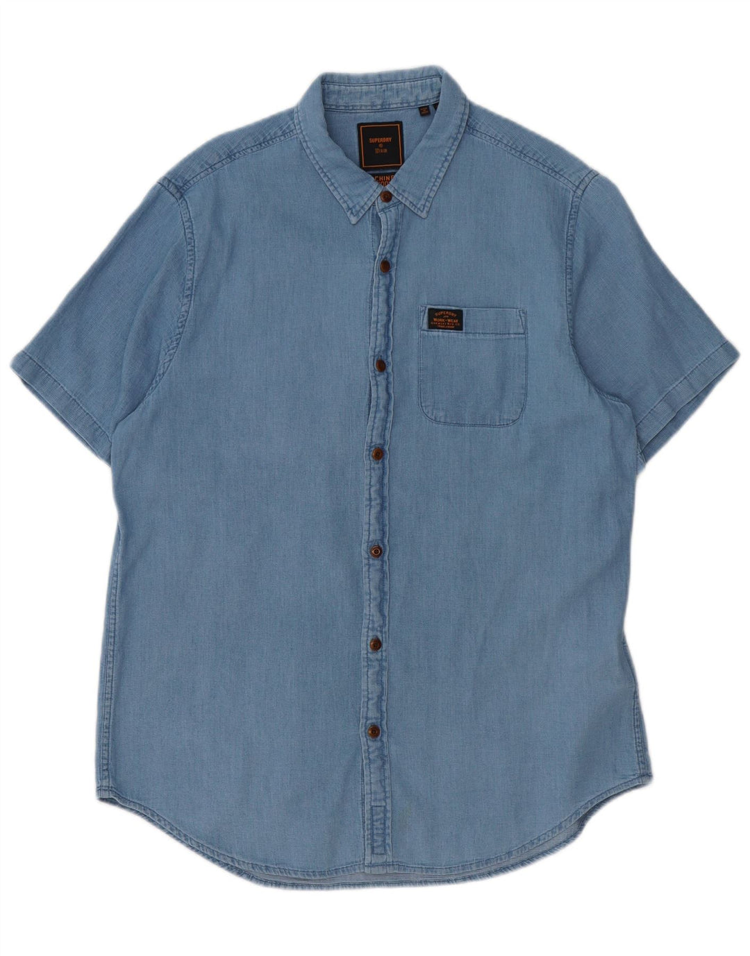 SUPERDRY Mens Short Sleeve Shirt XL Blue Cotton