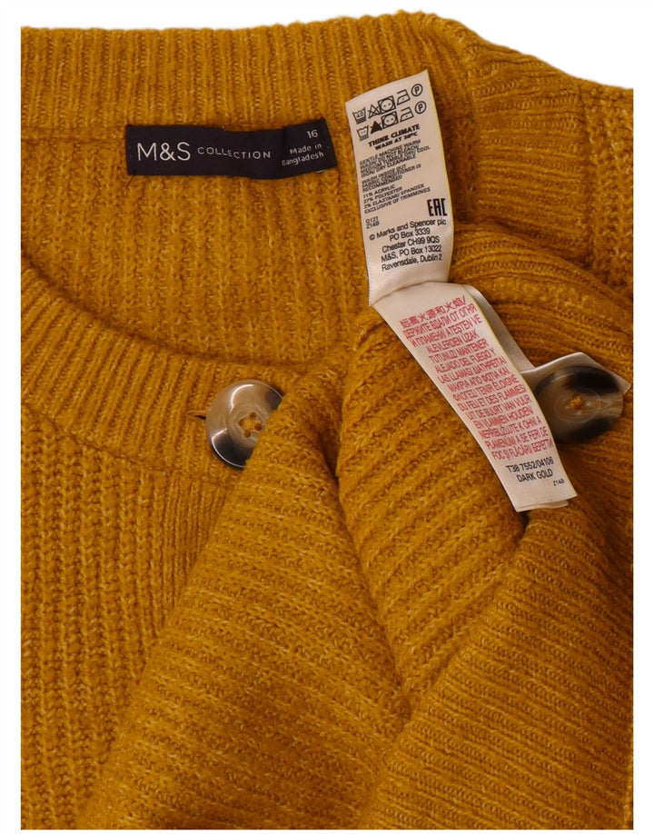 Marks & Spencer Womens Oversized Cardigan Sweater UK 16 Large Yellow