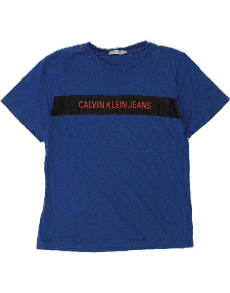 CALVIN KLEIN Boys Graphic T-Shirt Top 11-12 Years Blue Cotton | Vintage Calvin Klein | Thrift | Second-Hand Calvin Klein | Used Clothing | Messina Hembry 