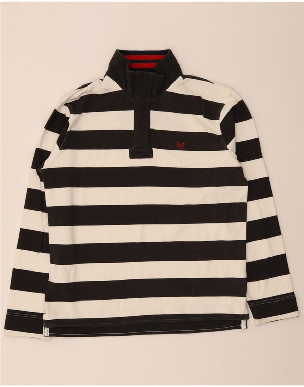 Crew Clothing Mens Zip Neck Sweatshirt Jumper Medium Black Striped Cotton