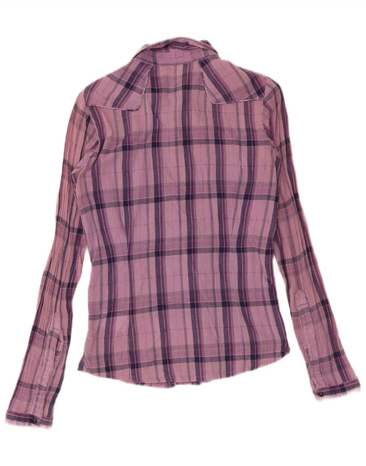 Lee Womens Shirt UK 10 Small Purple Plaid Cotton
